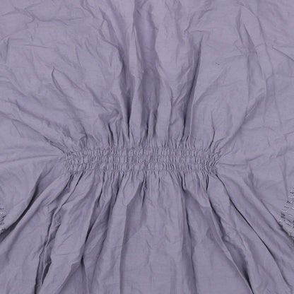 Accessorize Womens Blue Cotton Basic Blouse Size S V-Neck