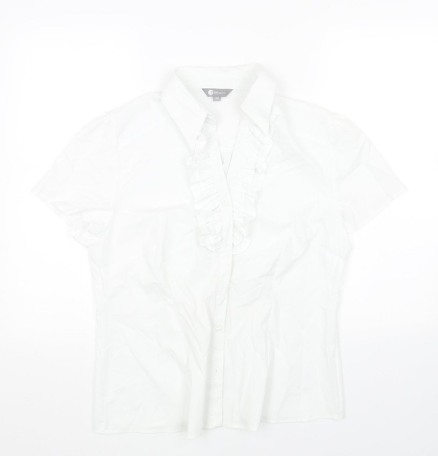 IA MODA Womens White Polyester Basic Button-Up Size 20 Collared