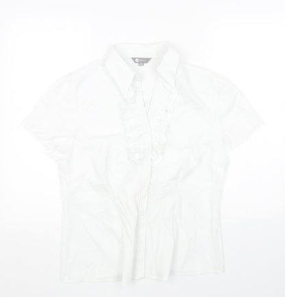 IA MODA Womens White Polyester Basic Button-Up Size 20 Collared