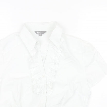 IA MODA Womens White Polyester Basic Button-Up Size 20 Collared