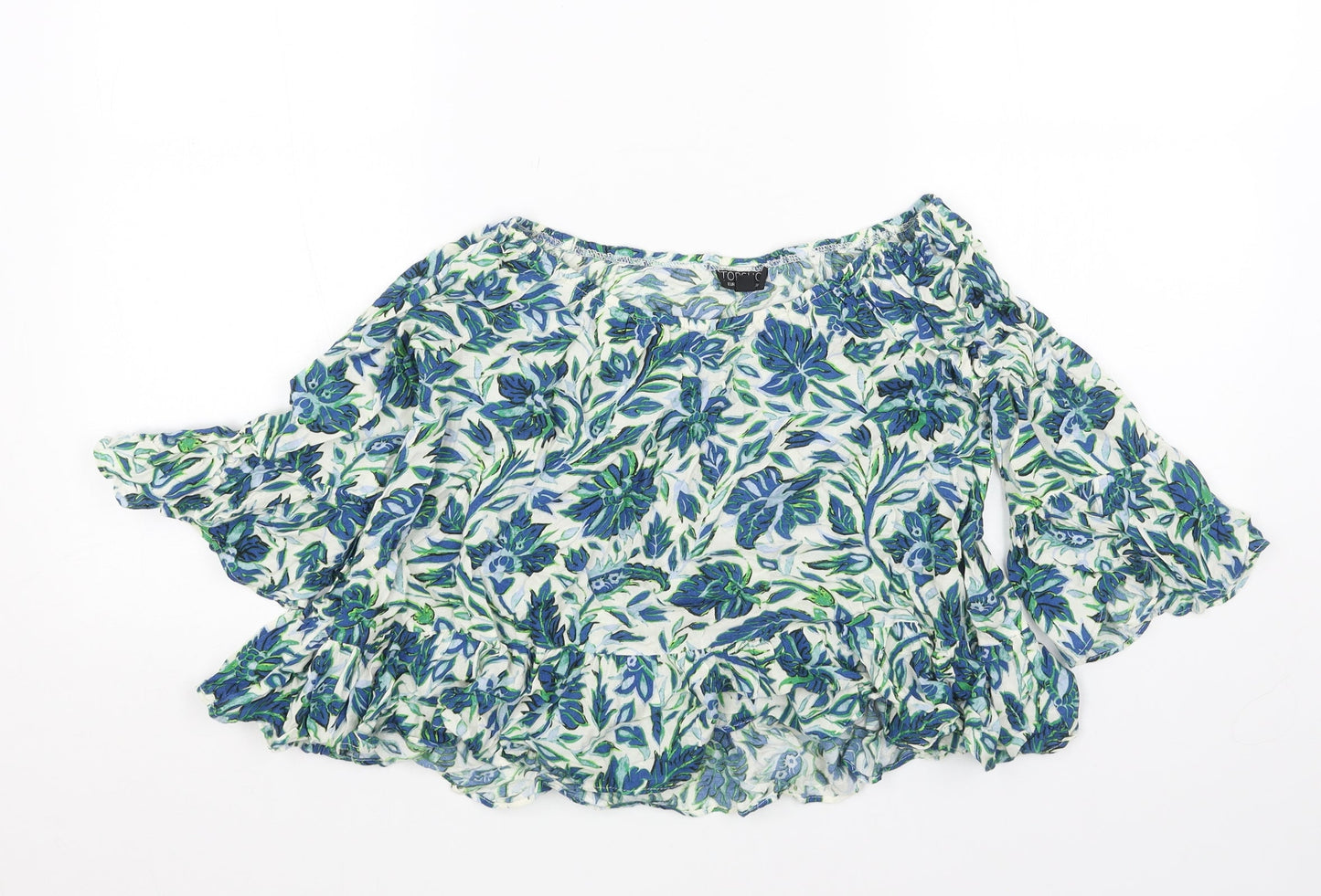 Womens UK Size 8 Topshop Blue Basic Blouse