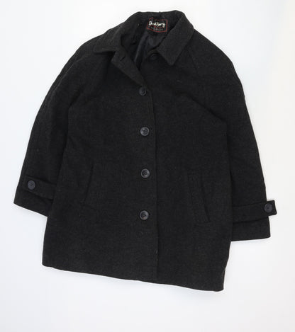 David Barry Womens Grey Overcoat Coat Size 14 Button