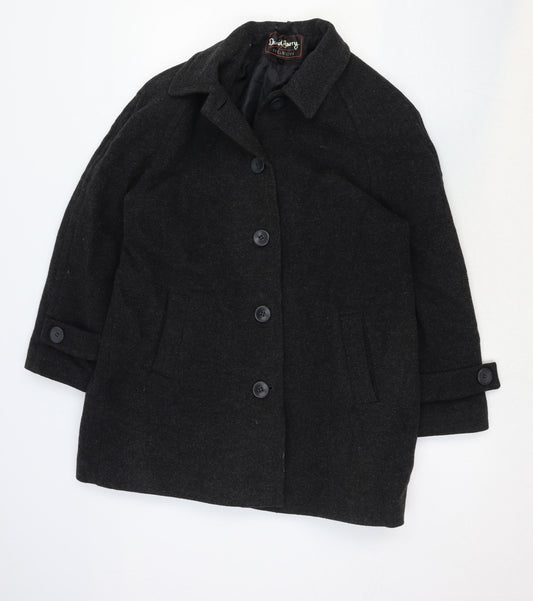 David Barry Womens Grey Overcoat Coat Size 14 Button