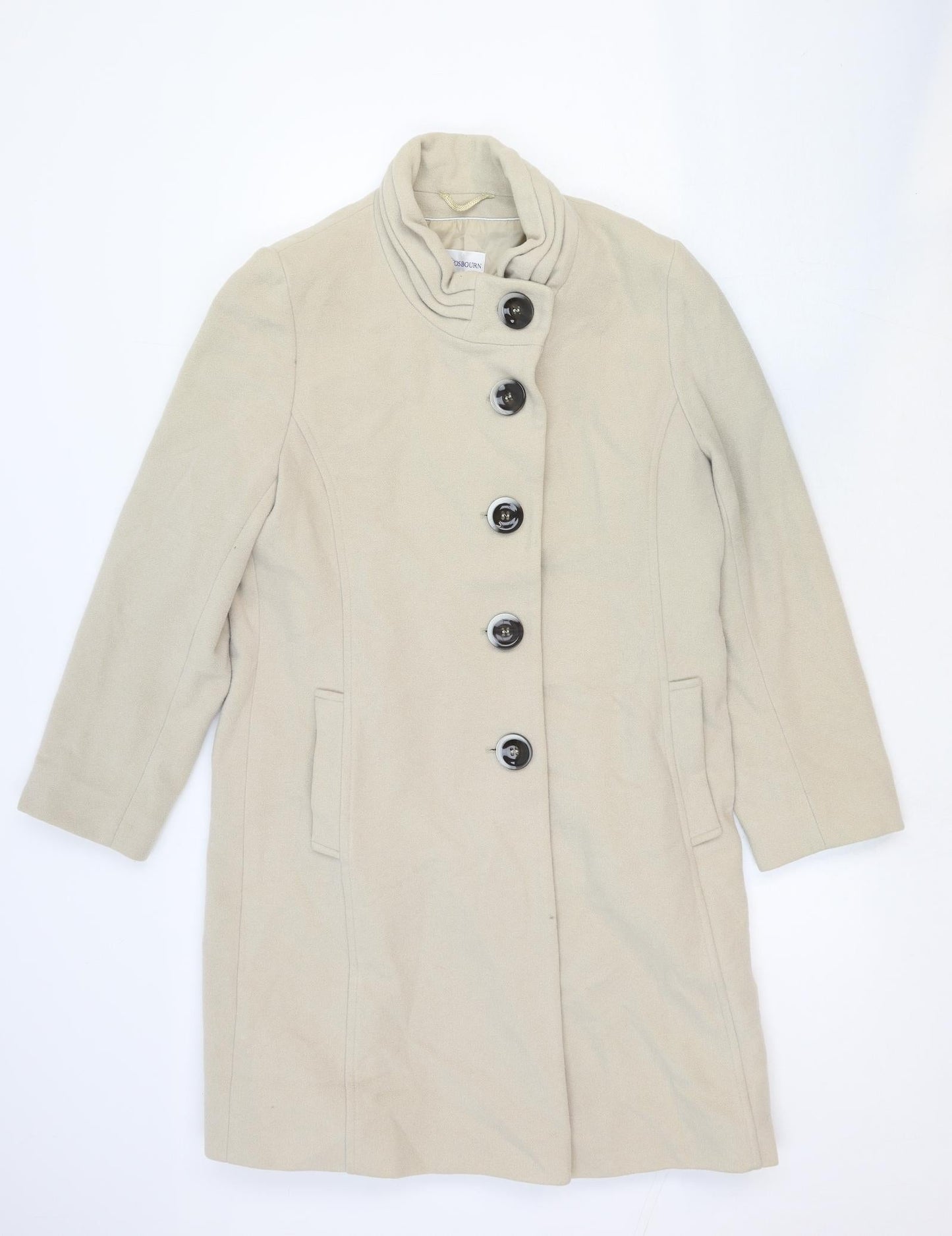 Grey Osbourn Womens Ivory Pea Coat Coat Size 12 Button