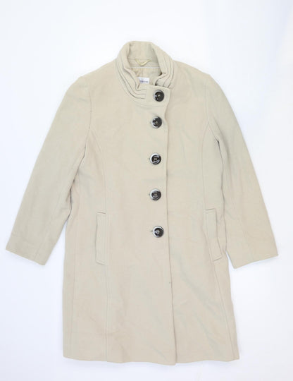 Grey Osbourn Womens Ivory Pea Coat Coat Size 12 Button