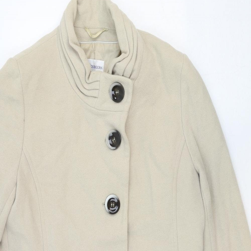 Grey Osbourn Womens Ivory Pea Coat Coat Size 12 Button