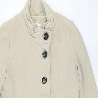 Grey Osbourn Womens Ivory Pea Coat Coat Size 12 Button