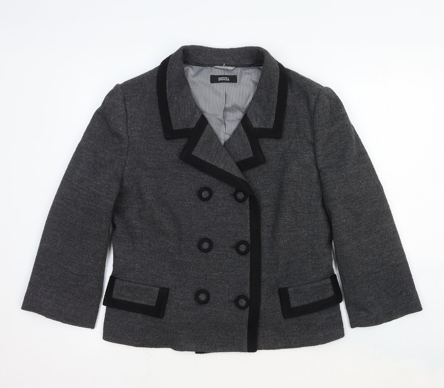 Marks and Spencer Womens Grey Wool Jacket Blazer Size 16