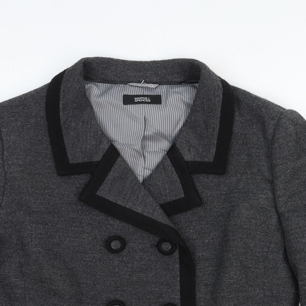 Marks and Spencer Womens Grey Wool Jacket Blazer Size 16