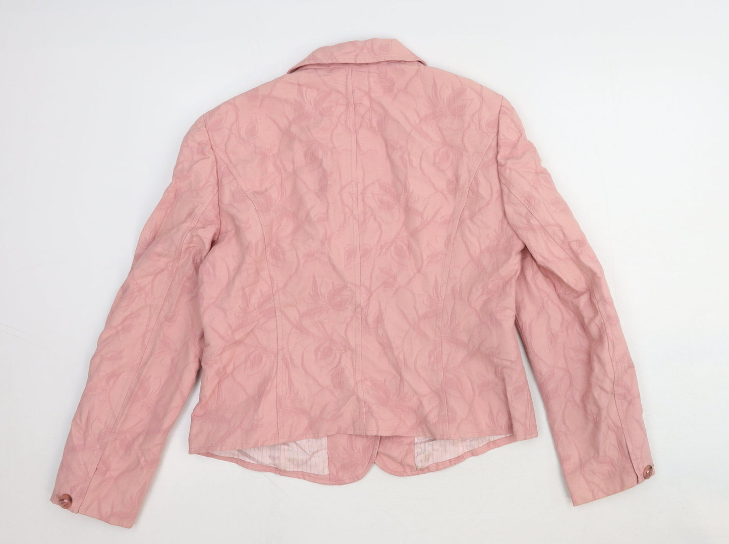 Betty Barclay Womens Pink Floral Wool Jacket Blazer Size L