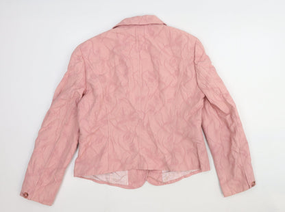 Betty Barclay Womens Pink Floral Wool Jacket Blazer Size L