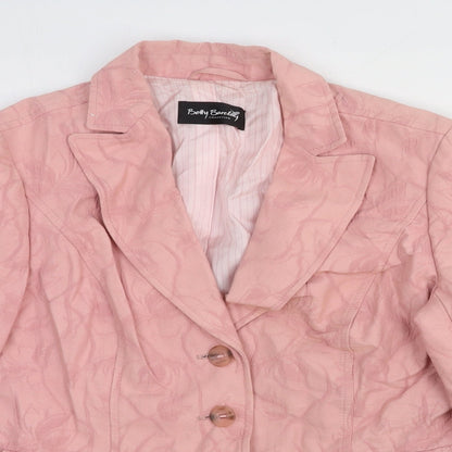 Betty Barclay Womens Pink Floral Wool Jacket Blazer Size L