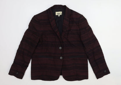 NW 3 Womens Red Striped Wool Jacket Blazer Size 12