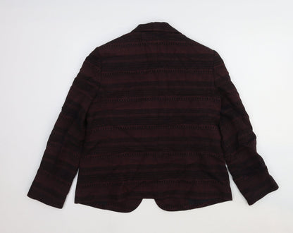 NW 3 Womens Red Striped Wool Jacket Blazer Size 12
