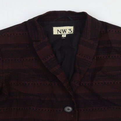 NW 3 Womens Red Striped Wool Jacket Blazer Size 12