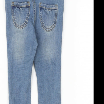 Vertbaudet Baby Blue Cotton Jogger Jeans Size 12 Months L50 cm Button - Heart Patches