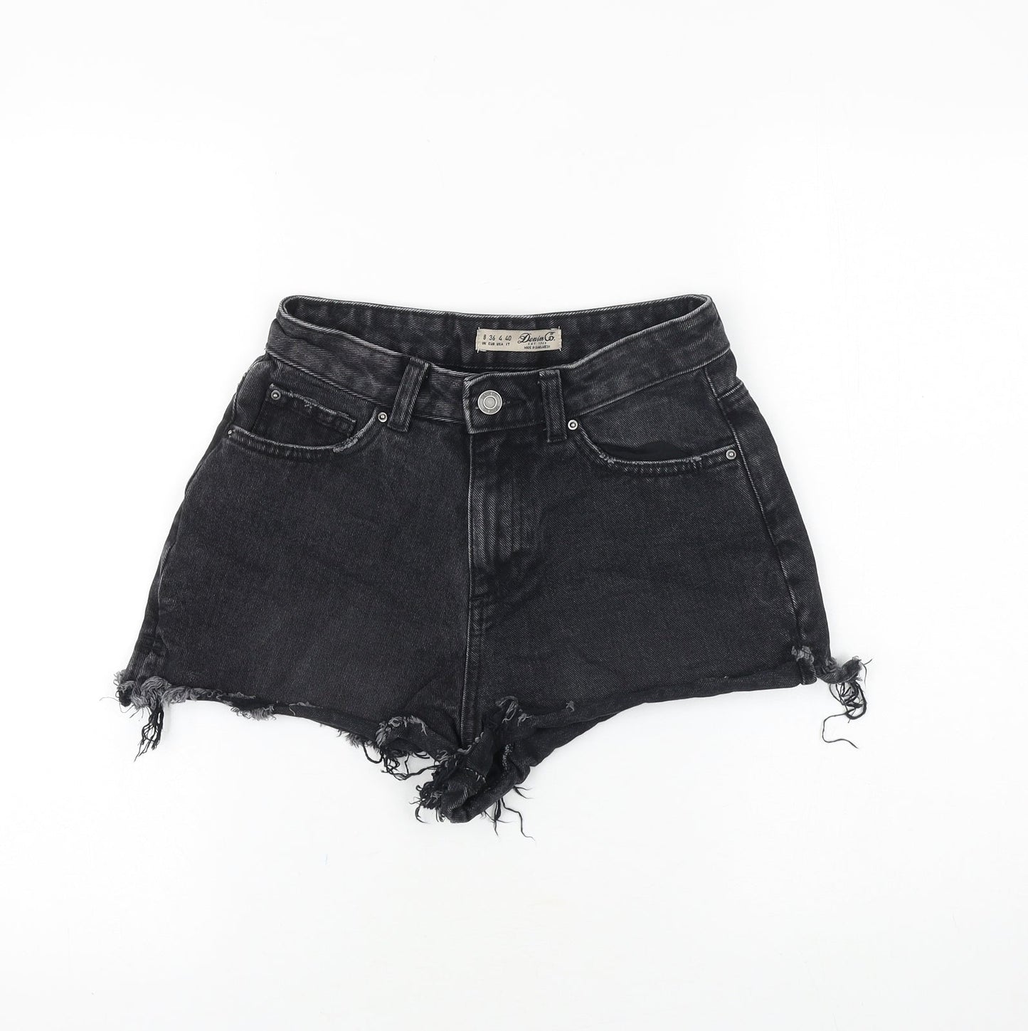Denim & Co. Womens Black Cotton Hot Pants Shorts Size 8 Regular Zip