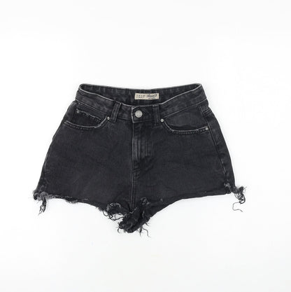 Denim & Co. Womens Black Cotton Hot Pants Shorts Size 8 Regular Zip