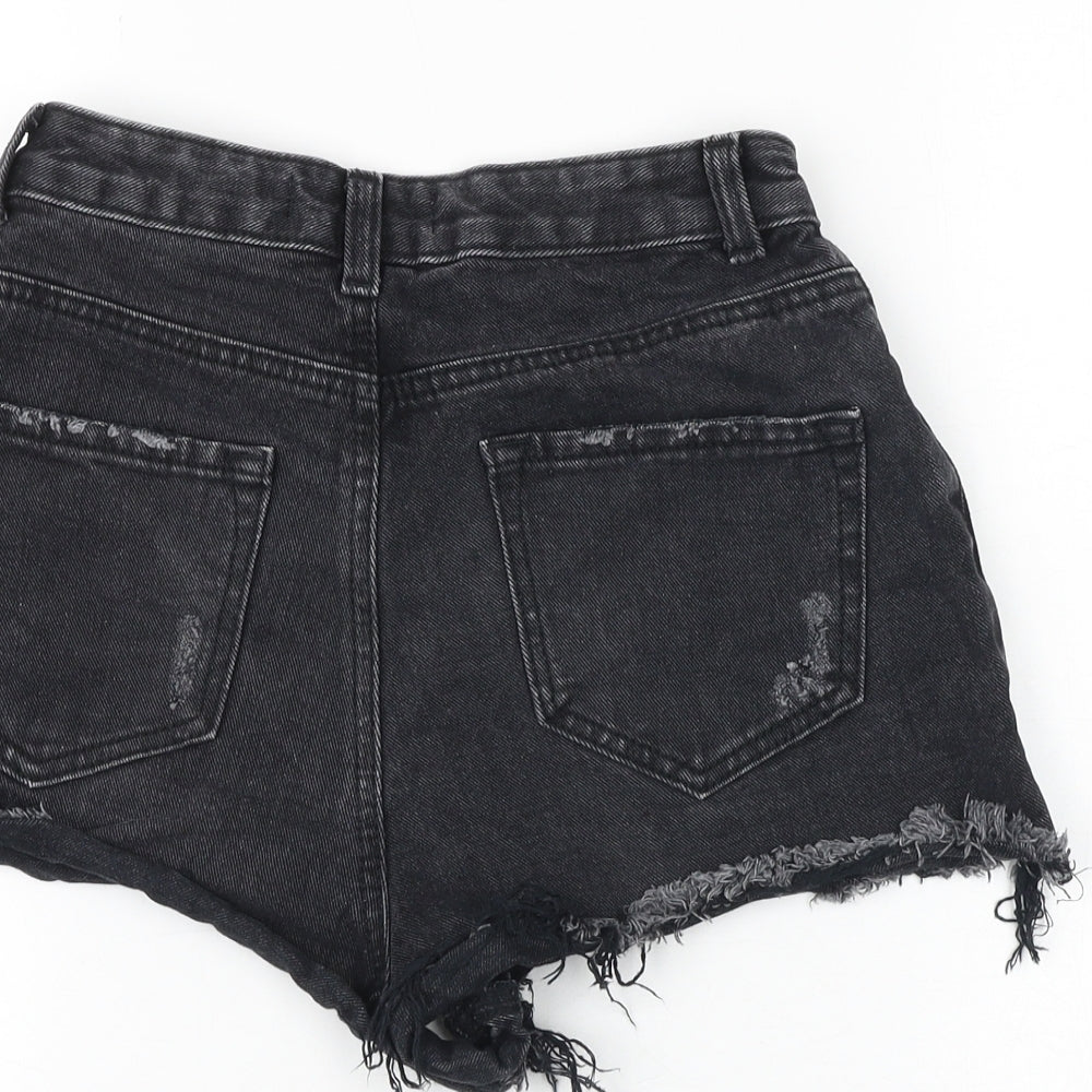 Denim & Co. Womens Black Cotton Hot Pants Shorts Size 8 Regular Zip