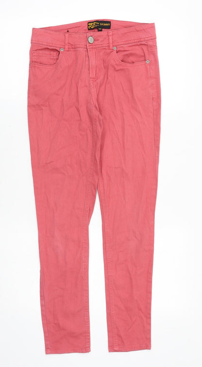 Denim 24/7 Womens Pink Cotton Skinny Jeans Size 10 Regular Zip