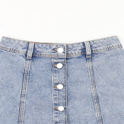 H&M Womens Blue Cotton Straight & Pencil Skirt Size 4 Button