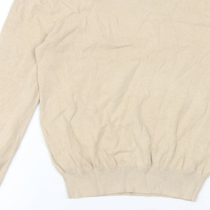 Glamorous Womens Beige Boat Neck 100% Cotton Pullover Jumper Size 6 - Owl