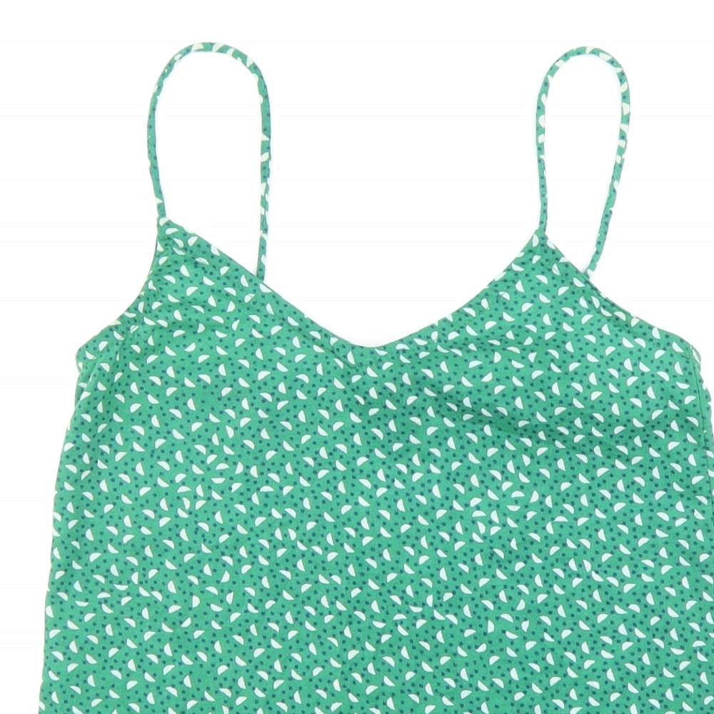 Primark Womens Green Geometric Polyester Camisole Tank Size 6 V-Neck