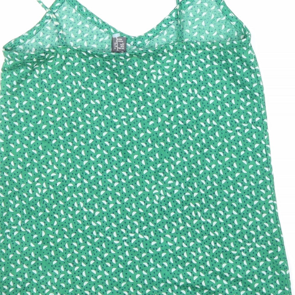 Primark Womens Green Geometric Polyester Camisole Tank Size 6 V-Neck