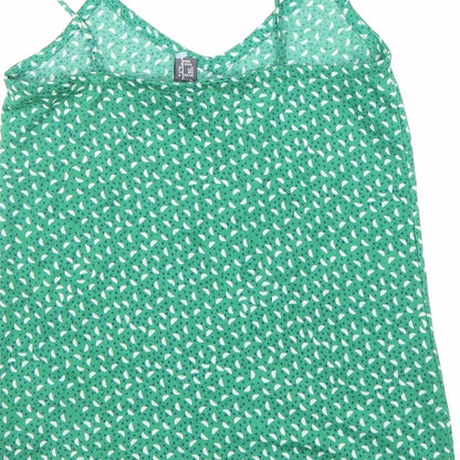 Primark Womens Green Geometric Polyester Camisole Tank Size 6 V-Neck