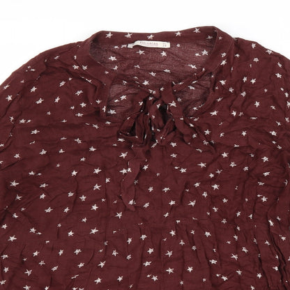 Womens UK Size M Pull&Bear Red Basic Blouse