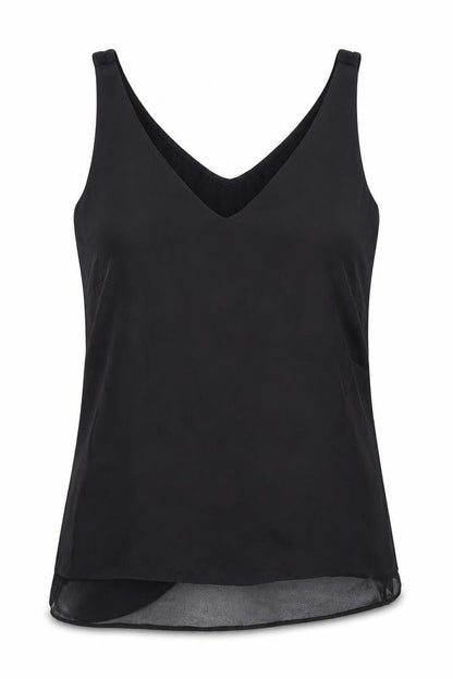 Warehouse Womens Black Polyester Basic Tank Size 6 V-Neck