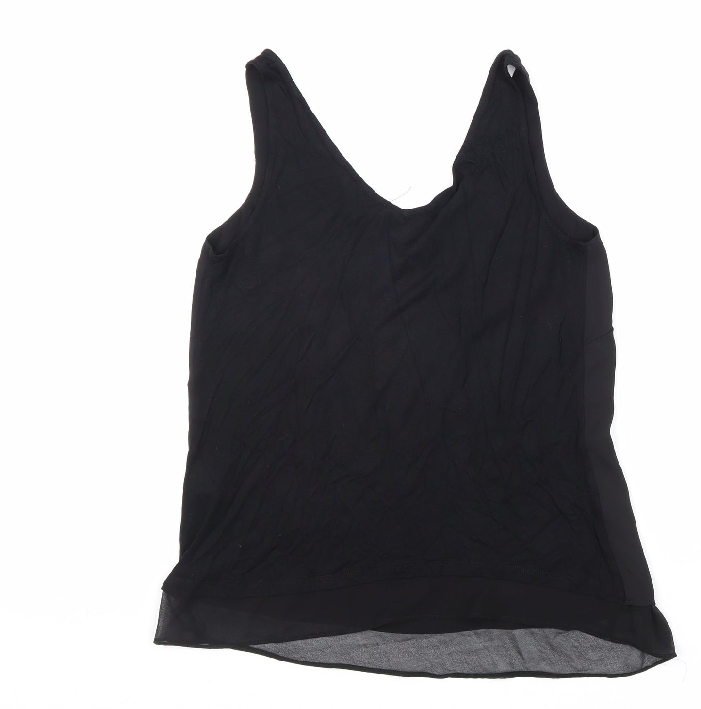 Warehouse Womens Black Polyester Basic Tank Size 6 V-Neck