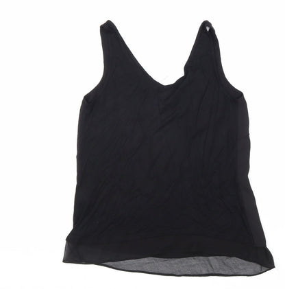 Warehouse Womens Black Polyester Basic Tank Size 6 V-Neck