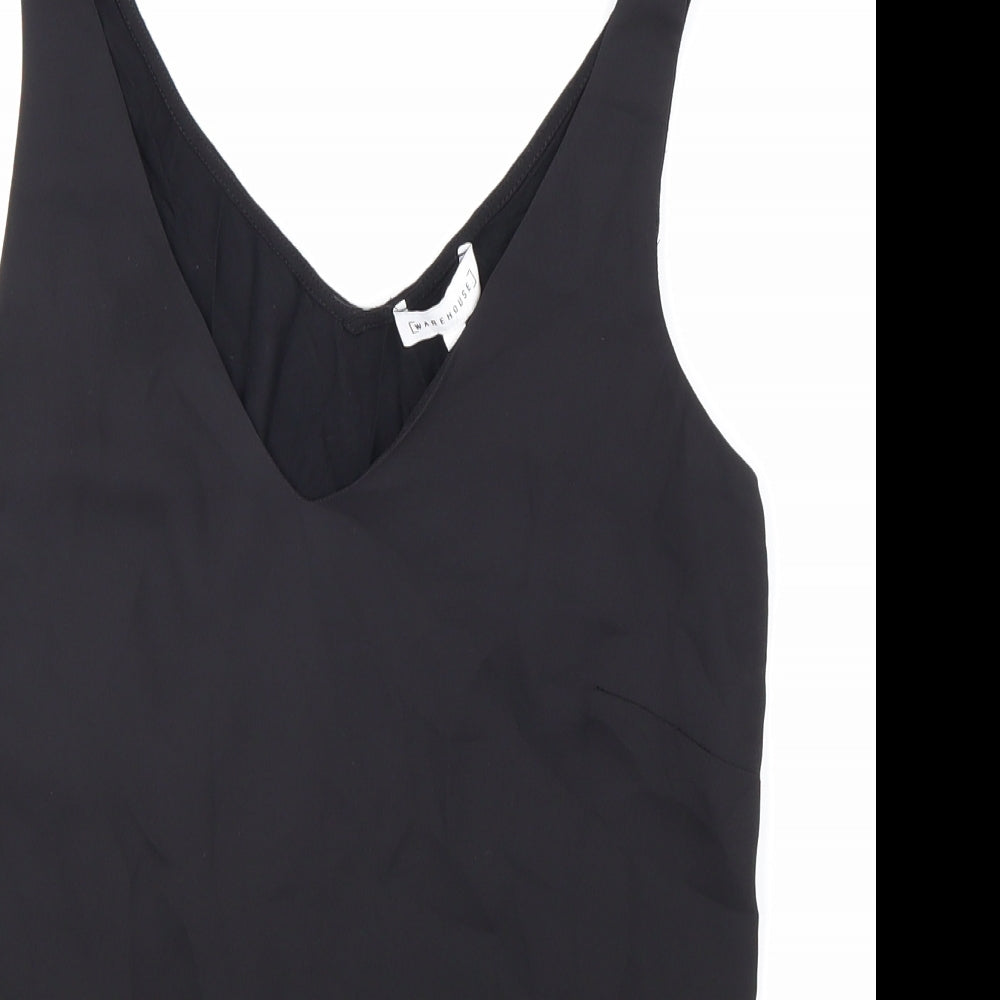 Warehouse Womens Black Polyester Basic Tank Size 6 V-Neck