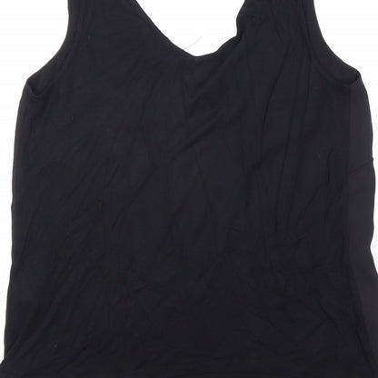 Warehouse Womens Black Polyester Basic Tank Size 6 V-Neck