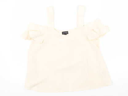 Womens UK Size 8 Topshop Beige Basic Blouse