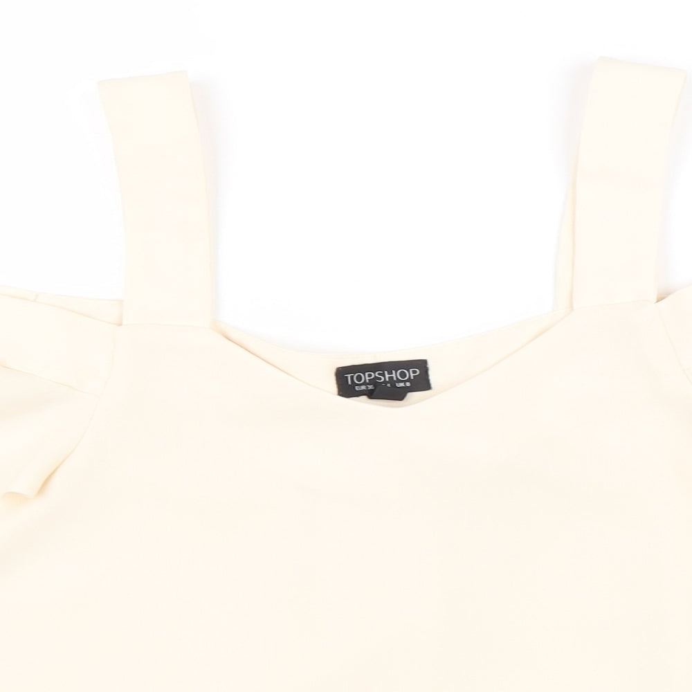 Womens UK Size 8 Topshop Beige Basic Blouse