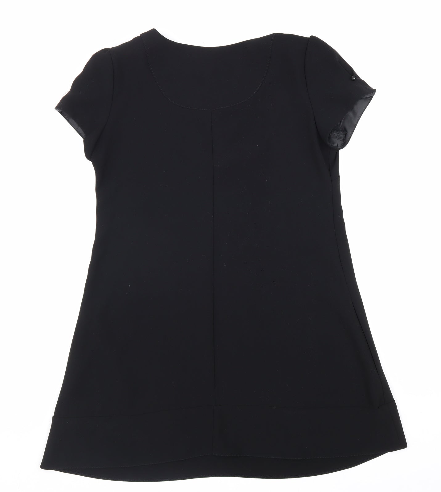 Miss Selfridge Womens Black Polyester A-Line Size 12 Round Neck Hook & Eye