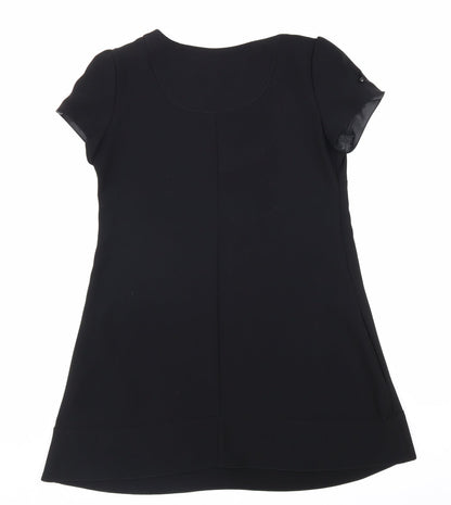 Miss Selfridge Womens Black Polyester A-Line Size 12 Round Neck Hook & Eye