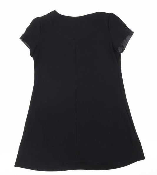 Miss Selfridge Womens Black Polyester A-Line Size 12 Round Neck Hook & Eye