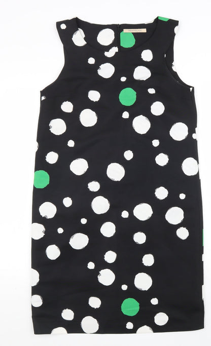 Penny Black Womens Black Polka Dot Polyester A-Line Size 12 Round Neck Zip