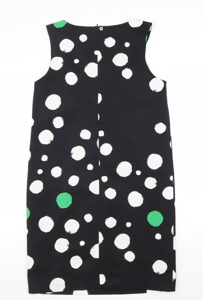 Penny Black Womens Black Polka Dot Polyester A-Line Size 12 Round Neck Zip