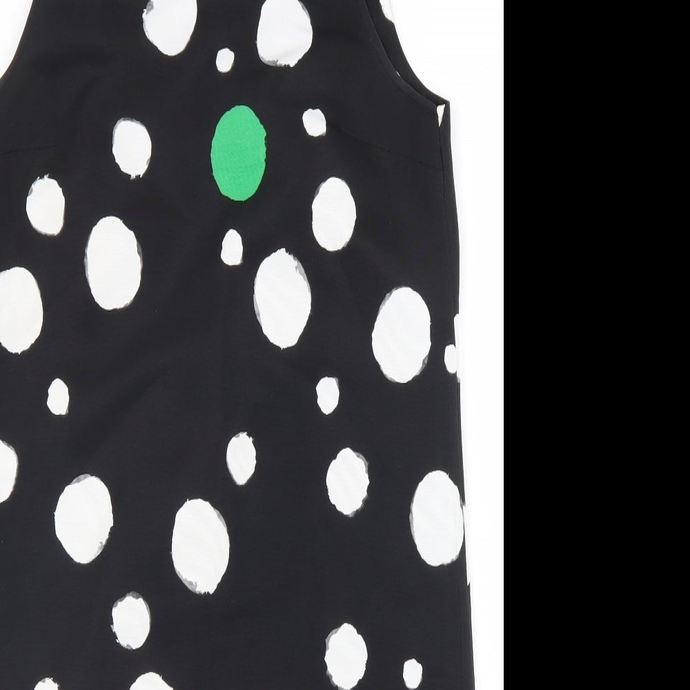 Penny Black Womens Black Polka Dot Polyester A-Line Size 12 Round Neck Zip