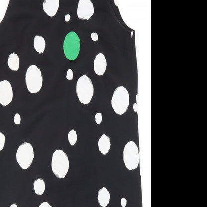 Penny Black Womens Black Polka Dot Polyester A-Line Size 12 Round Neck Zip