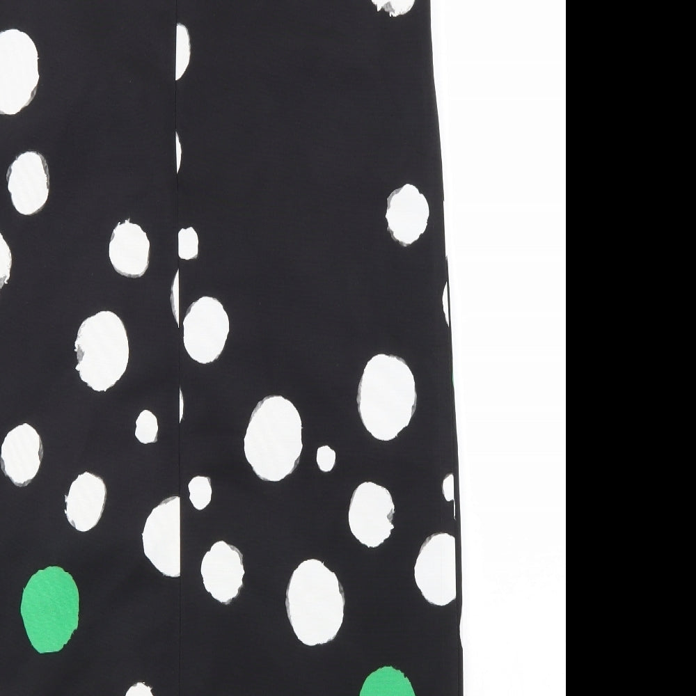 Penny Black Womens Black Polka Dot Polyester A-Line Size 12 Round Neck Zip