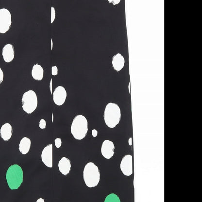 Penny Black Womens Black Polka Dot Polyester A-Line Size 12 Round Neck Zip