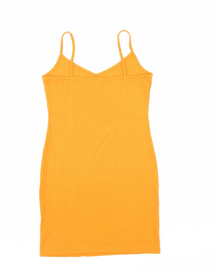 SheIn Womens Orange Polyester Tank Dress Size S V-Neck Pullover