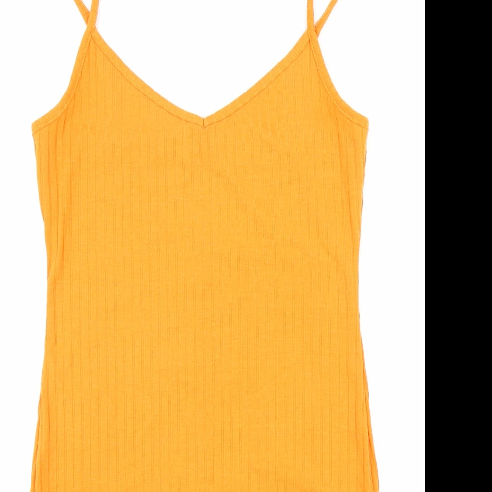 SheIn Womens Orange Polyester Tank Dress Size S V-Neck Pullover