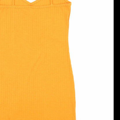 SheIn Womens Orange Polyester Tank Dress Size S V-Neck Pullover