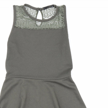 Atmosphere Womens Green Polyester Fit & Flare Size 12 Round Neck Button